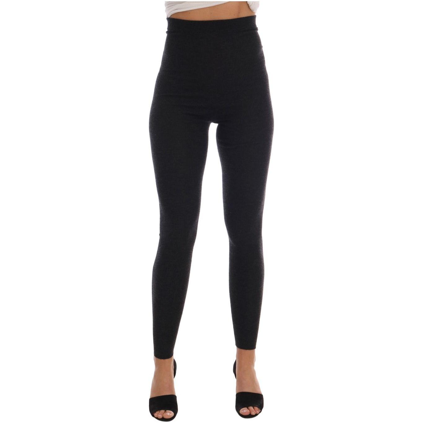 Dolce & Gabbana Gray Cashmere Ribbed Stretch Tights
