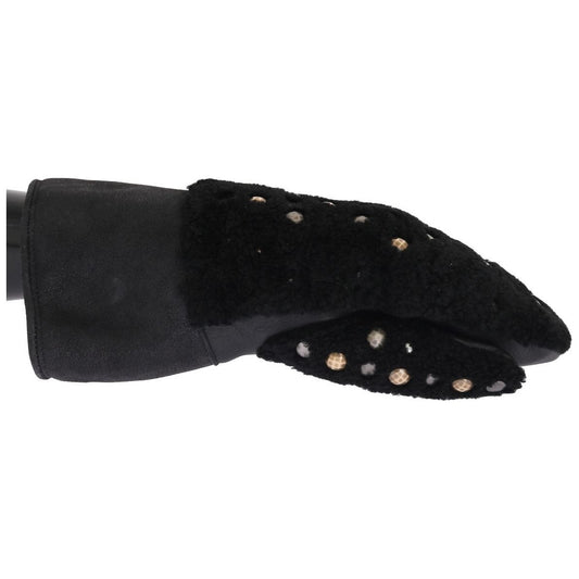 Dolce & Gabbana Black Leather Shearling Studded Gloves1728,67345645728,9|M,Accessories,Black,Dolce & Gabbana,Gloves - Accessories,Gloves - Men - Accessories,Material: Leather,Men,Men - Accessories,New with tags,Shearling