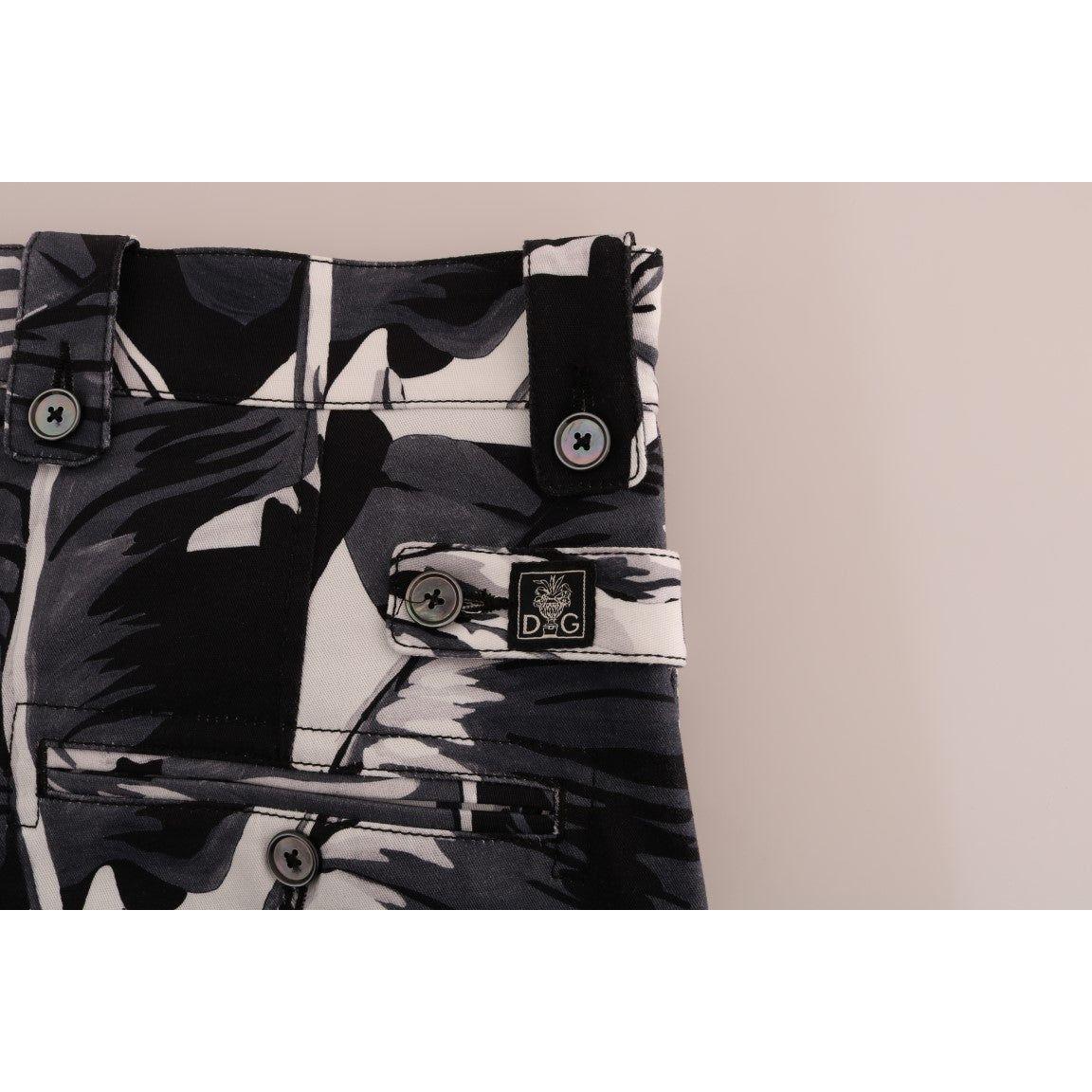 Dolce & Gabbana Gray Banana Leaf Cotton Pants