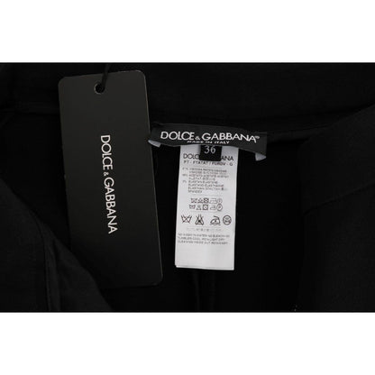 Dolce & Gabbana Black Stretch Pink Stripes Capri Pants