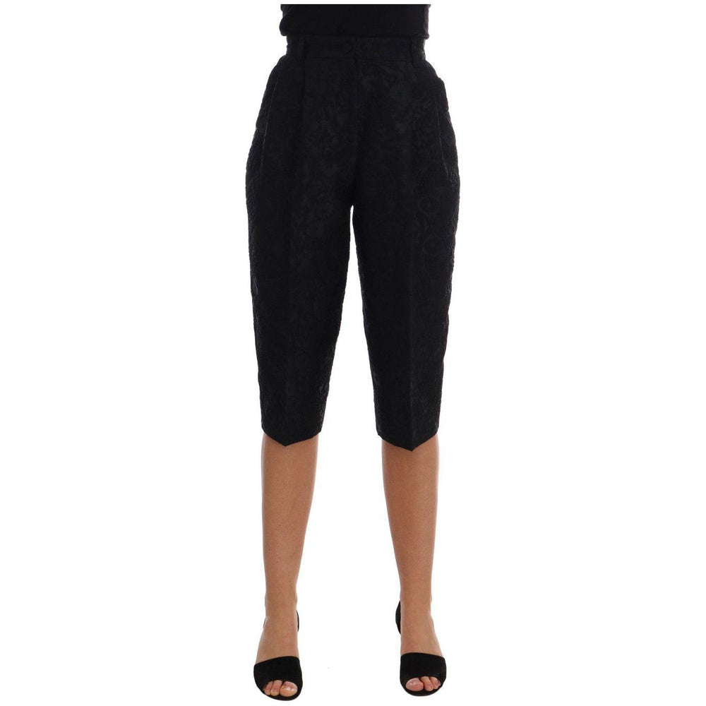 Dolce & Gabbana Elegant Floral Brocade Dress Shorts Jeans & Pants Dolce & Gabbana Black