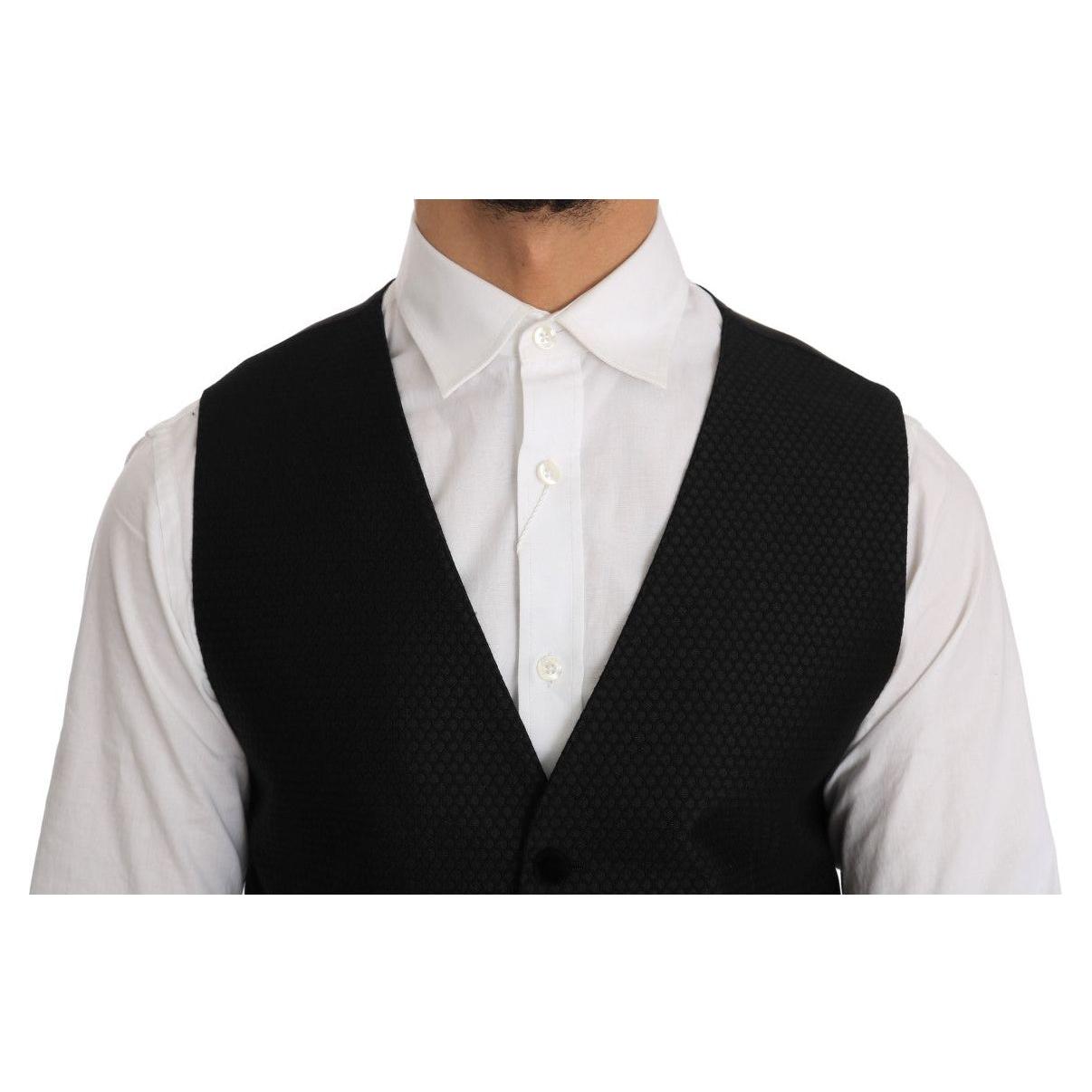 Dolce & Gabbana Black Polka Dot Pattern Vest1728,19% Silk,30% Polyester,67345645728,Black,Clothing,Dolce & Gabbana,IT48 | M,Material: 51% Wool,Men,Men - Clothing,New with tags,Suits & Blazers - Clothing,Vests - Men - Clothing,Waistcoats - Suits & Blazers
