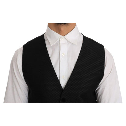 Dolce & Gabbana Black Polka Dot Pattern Vest1728,19% Silk,30% Polyester,67345645728,Black,Clothing,Dolce & Gabbana,IT48 | M,Material: 51% Wool,Men,Men - Clothing,New with tags,Suits & Blazers - Clothing,Vests - Men - Clothing,Waistcoats - Suits & Blazers