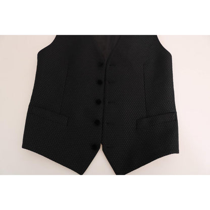 Dolce & Gabbana Black Polka Dot Pattern Vest1728,19% Silk,30% Polyester,67345645728,Black,Clothing,Dolce & Gabbana,IT48 | M,Material: 51% Wool,Men,Men - Clothing,New with tags,Suits & Blazers - Clothing,Vests - Men - Clothing,Waistcoats - Suits & Blazers