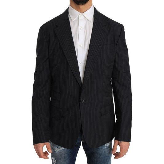 Dolce & Gabbana Gray Striped Wool Jacket Coat Slim Blazer1728,38% Silk,5% Polyester,67345645728,Blazers - Men - Clothing,Blazers - Suits & Blazers - Clothing,Clothing,Dolce & Gabbana,Gray,IT50 | L,Material: 57% Virgin Wool,Men,Men - Clothing,New with tags