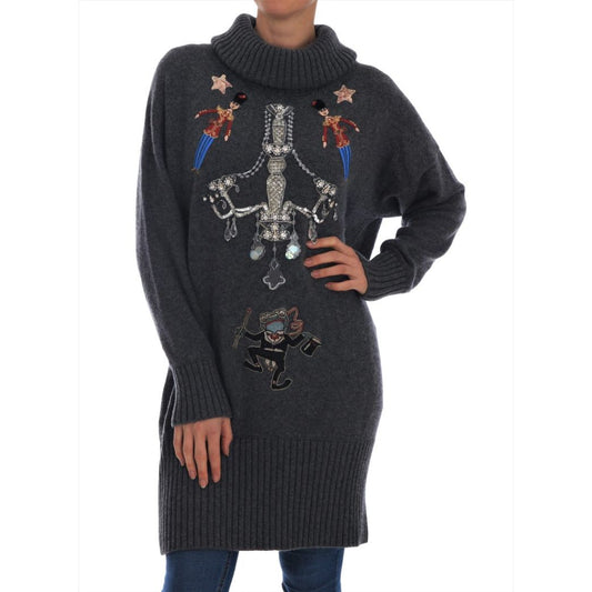 Dolce & Gabbana Fairy Tale Crystal Gray Cashmere Sweater 1728,67345645728,Cashmere - Sweaters - Clothing,Clothing,Dolce & Gabbana,Gray,IT44|L,Jackets & Coats - Clothing,Material: 100% Cashmere,New with tags,Sweaters - Clothing,Sweaters - Women - Clothing,