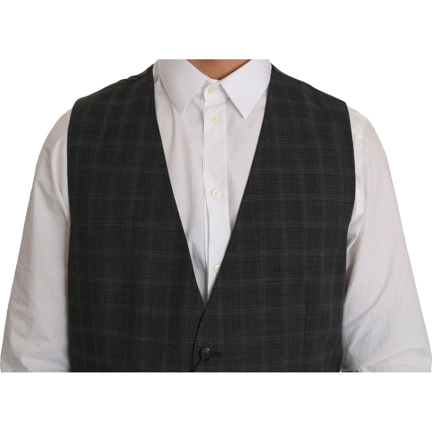Dolce & Gabbana Gray Wool STAFF Checkered Stretch Vest1728,3% Elastan,67345645728,Clothing,Dolce & Gabbana,Gray,IT52 | XL,Material: 97% Wool,Men,Men - Clothing,New with tags,Suits & Blazers - Clothing,Vests - Men - Clothing,Waistcoats - Suits & Blazers -