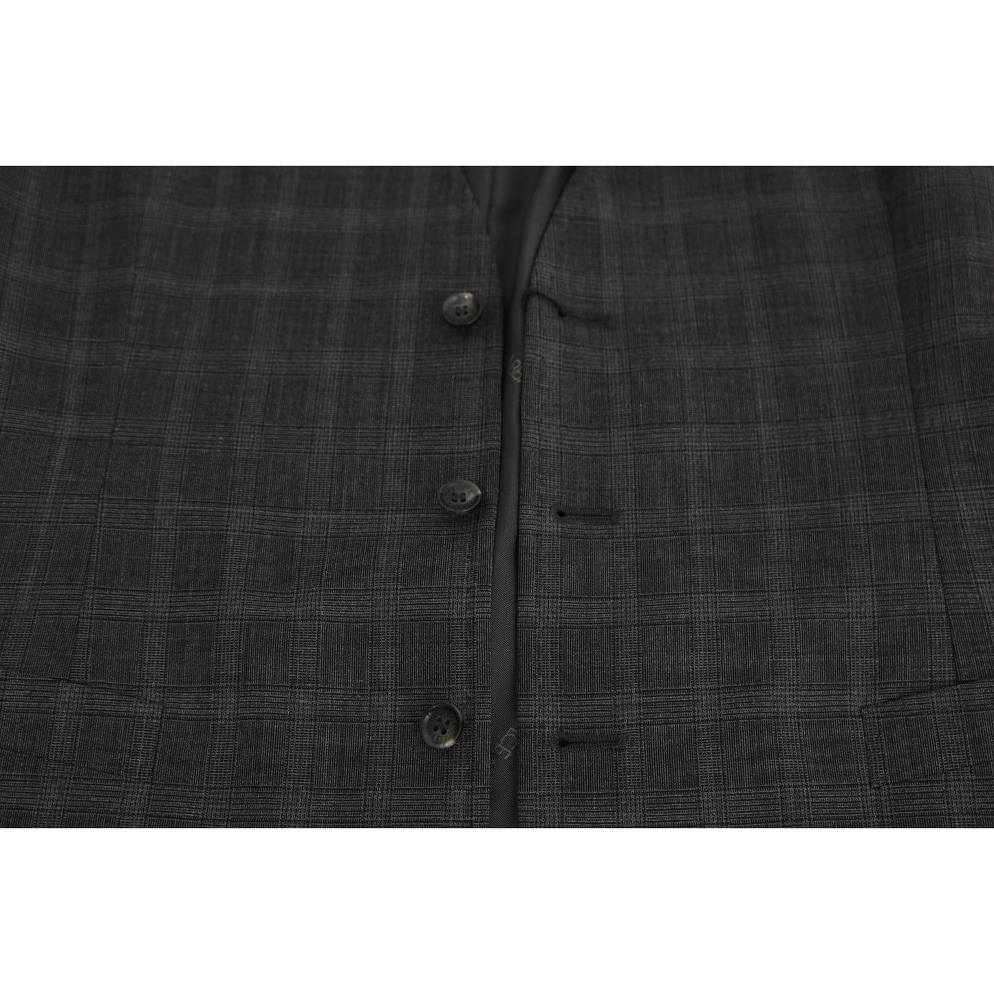 Dolce & Gabbana Gray Wool STAFF Checkered Stretch Vest1728,3% Elastan,67345645728,Clothing,Dolce & Gabbana,Gray,IT52 | XL,Material: 97% Wool,Men,Men - Clothing,New with tags,Suits & Blazers - Clothing,Vests - Men - Clothing,Waistcoats - Suits & Blazers -