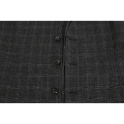 Dolce & Gabbana Gray Wool STAFF Checkered Stretch Vest1728,3% Elastan,67345645728,Clothing,Dolce & Gabbana,Gray,IT52 | XL,Material: 97% Wool,Men,Men - Clothing,New with tags,Suits & Blazers - Clothing,Vests - Men - Clothing,Waistcoats - Suits & Blazers -