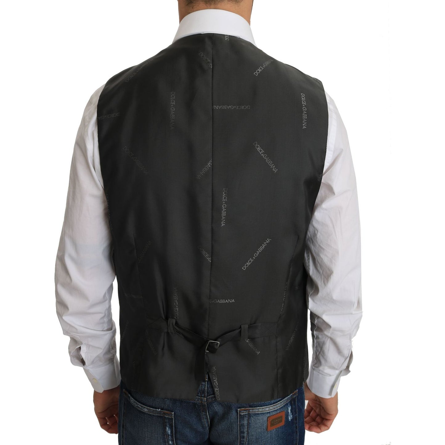 Dolce & Gabbana Gray Wool STAFF Checkered Stretch Vest1728,3% Elastan,67345645728,Clothing,Dolce & Gabbana,Gray,IT52 | XL,Material: 97% Wool,Men,Men - Clothing,New with tags,Suits & Blazers - Clothing,Vests - Men - Clothing,Waistcoats - Suits & Blazers -