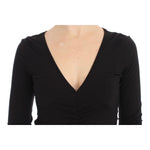 Versace Jeans Elegant V-Neck Black Viscose Blend Sweater Sweater Versace Jeans Wheat