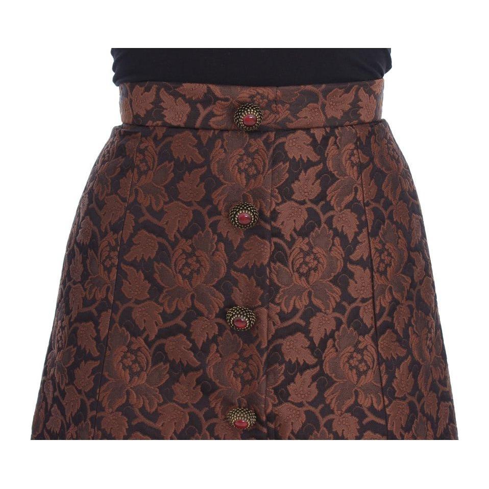 Dolce & Gabbana Brown Floral Brocade Mini Bubble Skirt 12% Silk,1728,34% Rayon,67345645728,Brown,Clothing,Dolce & Gabbana,IT40|S,Material: 54% Cotton,Mini - Skirts - Clothing,New with tags,Skirts - Clothing,Skirts - Women - Clothing,Women,Women - Clothing