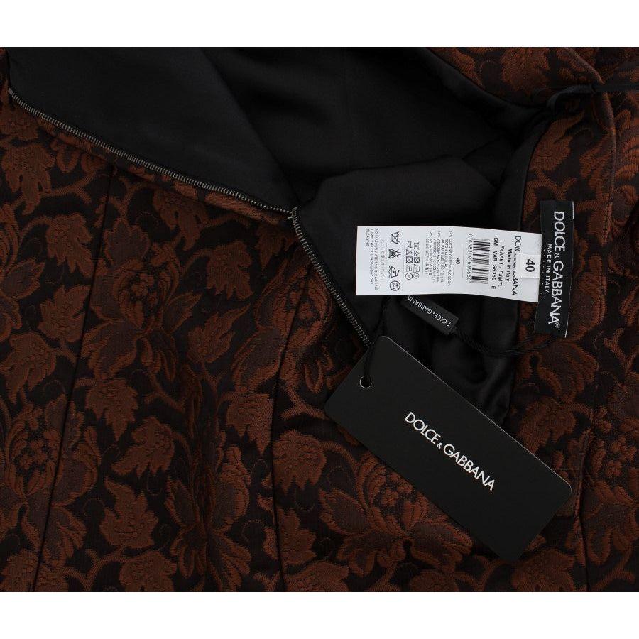 Dolce & Gabbana Brown Floral Brocade Mini Bubble Skirt 12% Silk,1728,34% Rayon,67345645728,Brown,Clothing,Dolce & Gabbana,IT40|S,Material: 54% Cotton,Mini - Skirts - Clothing,New with tags,Skirts - Clothing,Skirts - Women - Clothing,Women,Women - Clothing