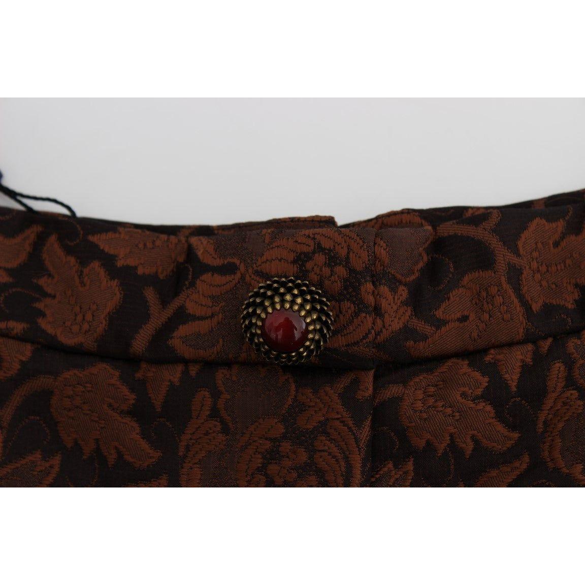 Dolce & Gabbana Brown Floral Brocade Mini Bubble Skirt 12% Silk,1728,34% Rayon,67345645728,Brown,Clothing,Dolce & Gabbana,IT40|S,Material: 54% Cotton,Mini - Skirts - Clothing,New with tags,Skirts - Clothing,Skirts - Women - Clothing,Women,Women - Clothing