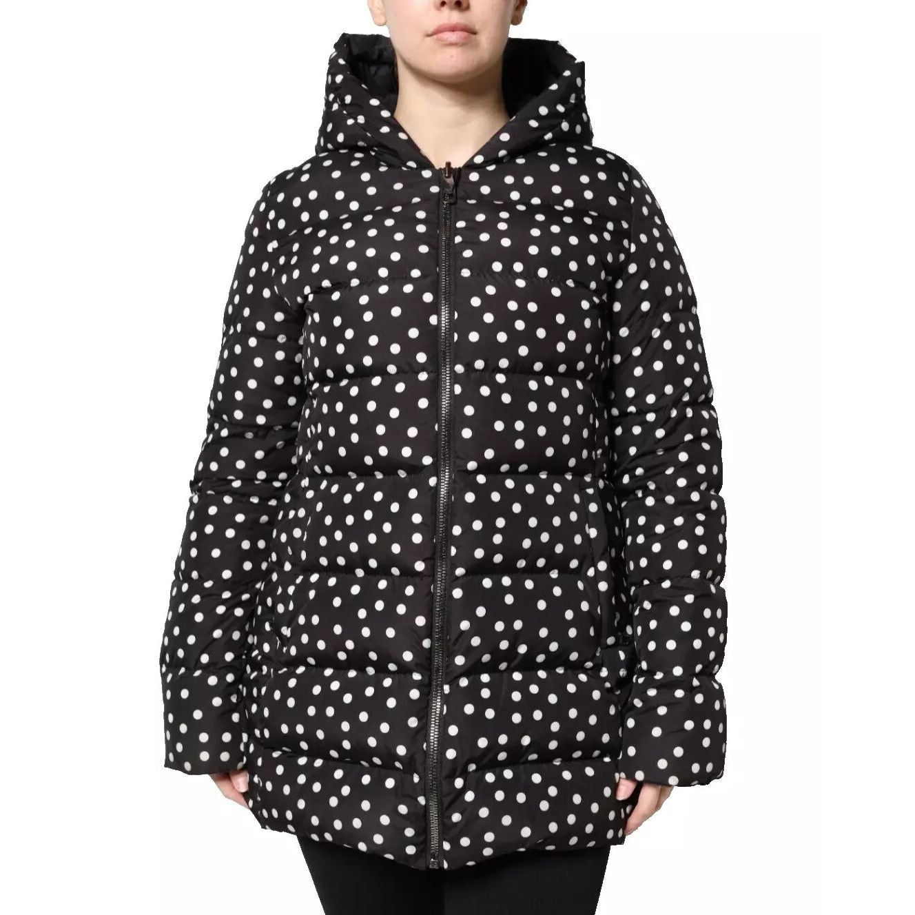 Dolce & Gabbana Black Polyester Hooded Reversible Jacket 1728,67345645728,Black,Clothing,Dolce & Gabbana,Hoodies - Sweaters - Clothing,IT36|XXS,IT38|XS,IT40|S,IT42|M,IT44 | L,Jackets & Coats - Clothing,Jackets & Coats - Women - Clothing,Material: 100% Pol