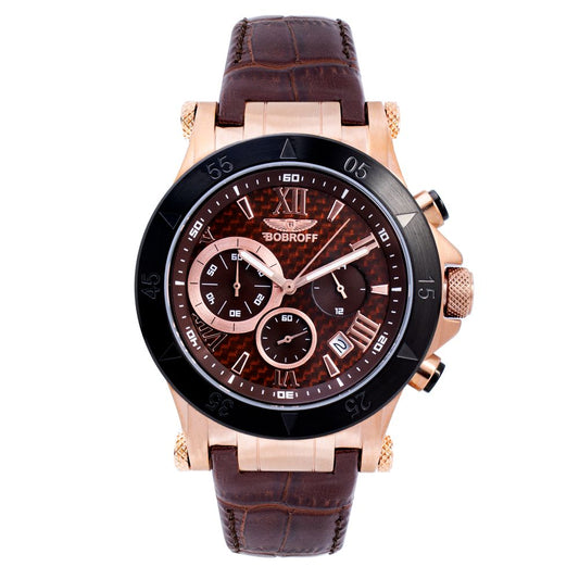 Bobroff Brown Leather Dress Watch1728,67434610848,Accessories,Bobroff,Brown,Dress Watches - Watches - Accessories,Men,New with tags,Watches - Accessories