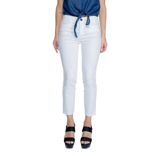 Street One White Cotton Casual Pants