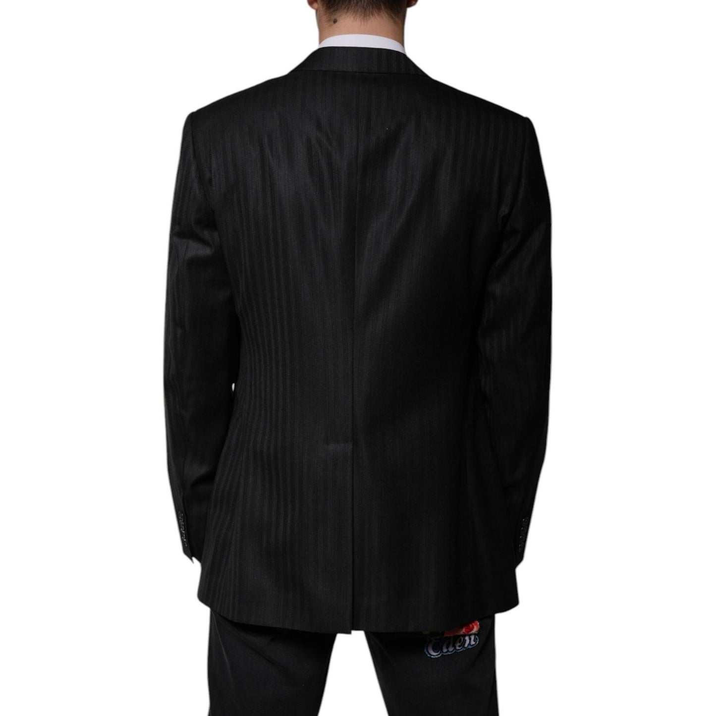 Dolce & Gabbana Dark Gray Stripe Wool Single Breasted Blazer