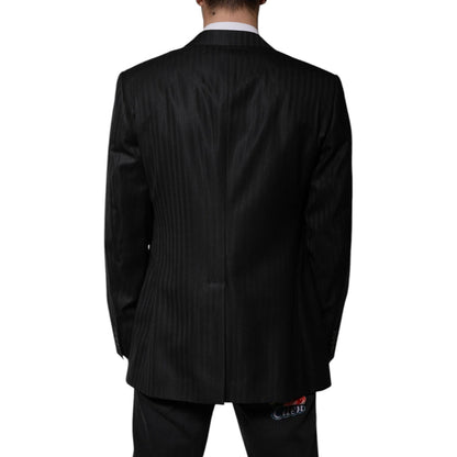 Dolce & Gabbana Dark Gray Stripe Wool Single Breasted Blazer