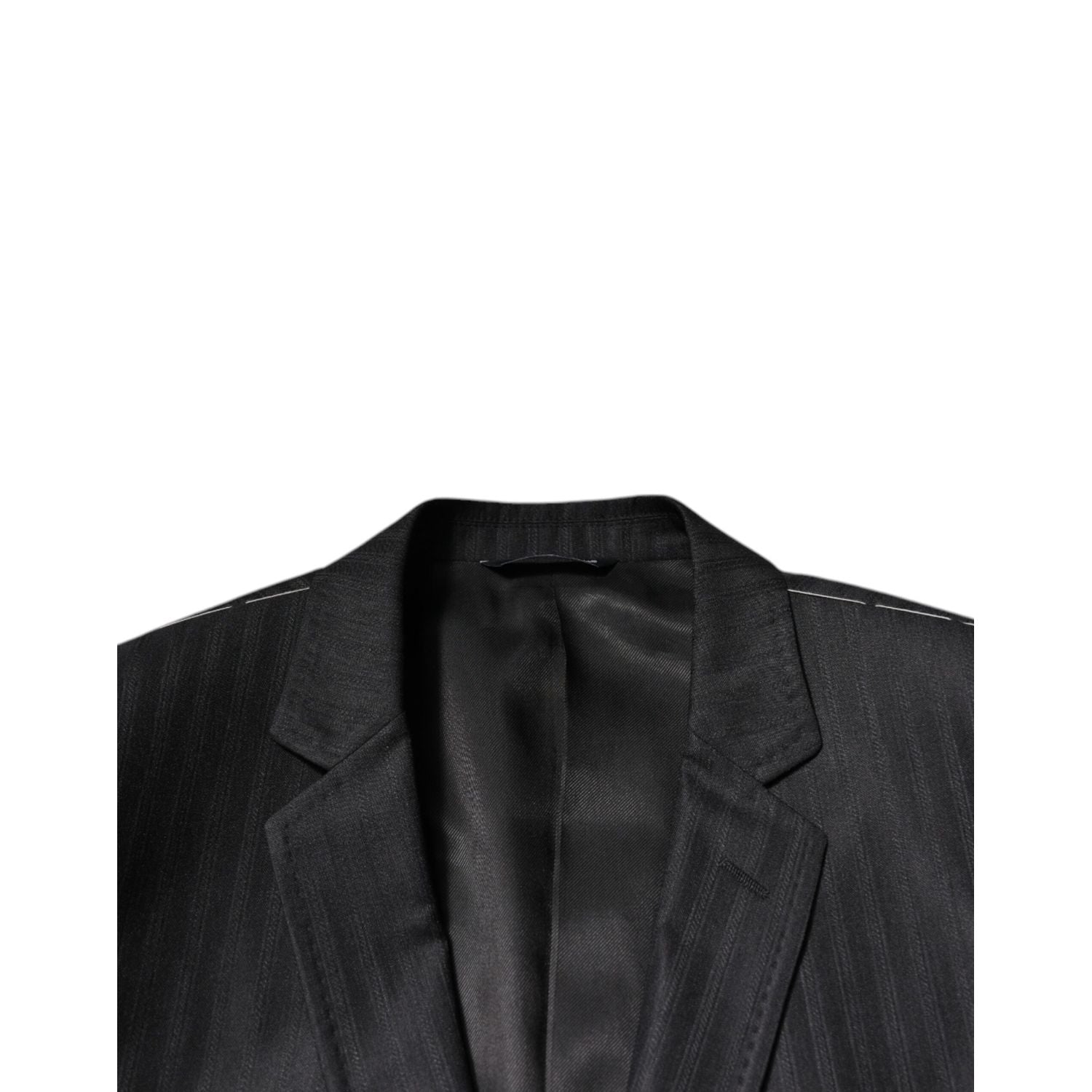 Dolce & Gabbana Dark Gray Stripe Wool Single Breasted Blazer