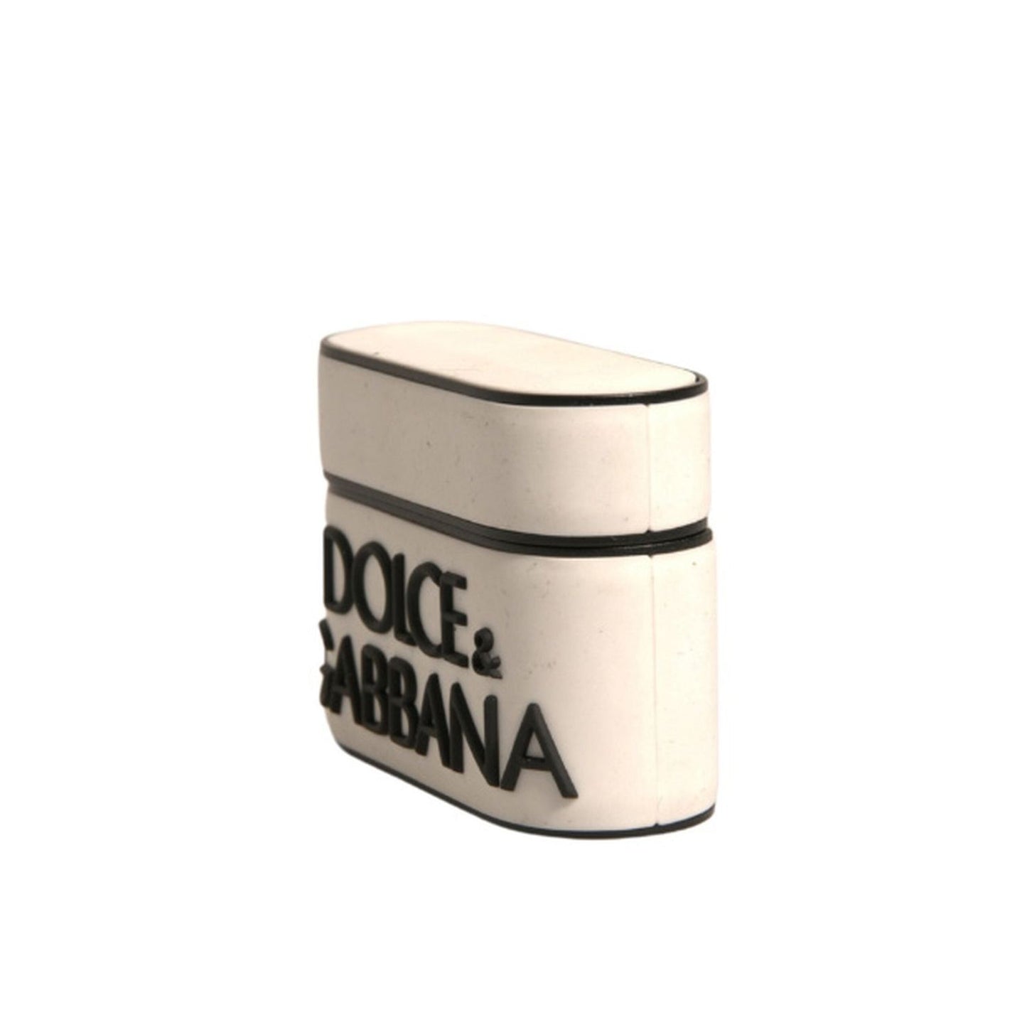 Dolce & Gabbana White PVC Embossed Logo Plaque Holder Airpods Case