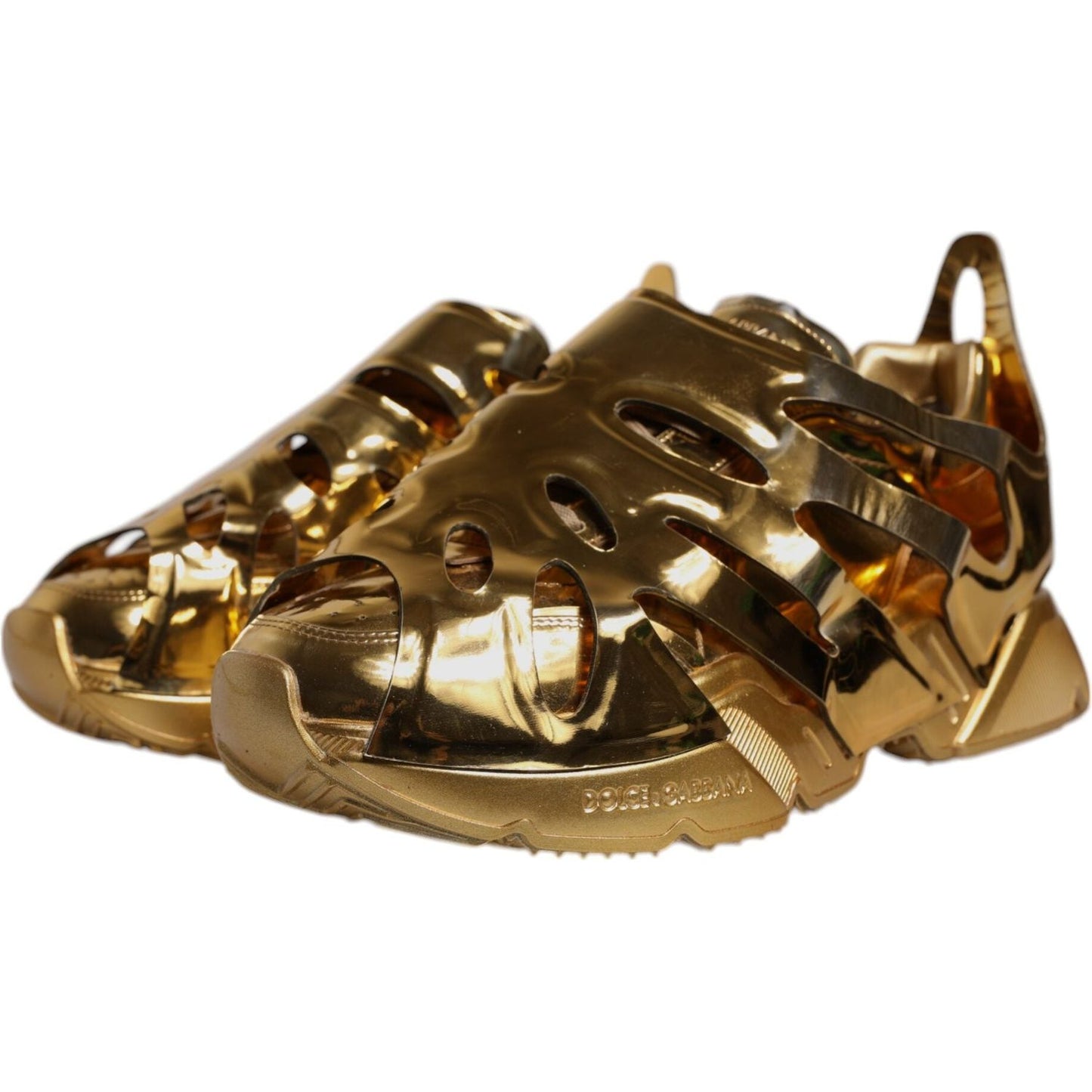 Dolce & Gabbana Gold Daymaster Leather Low Top Sneakers Shoes MV6710-44