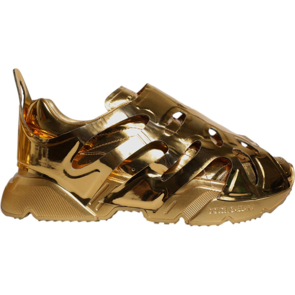 Dolce & Gabbana Gold Daymaster Leather Low Top Sneakers Shoes MV6710-44