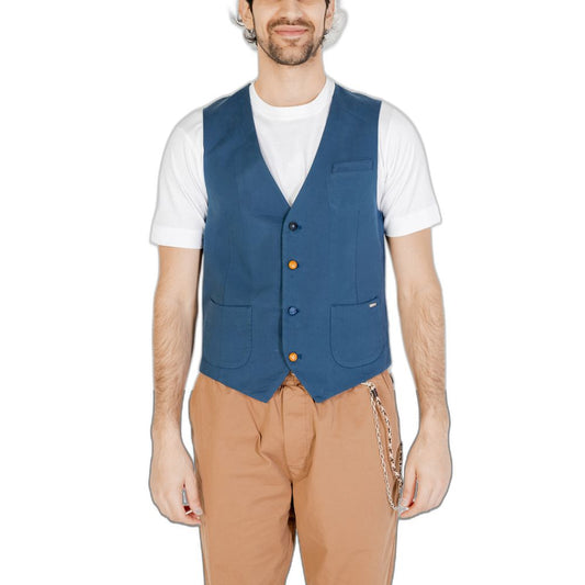 Gianni Lupo Blue Cotton Waistcoat1728,71956299936,Blue,Clothing,Gianni Lupo,IT44 | S,Men,New with tags,Suits & Blazers - Clothing,Waistcoats - Suits & Blazers - Clothing