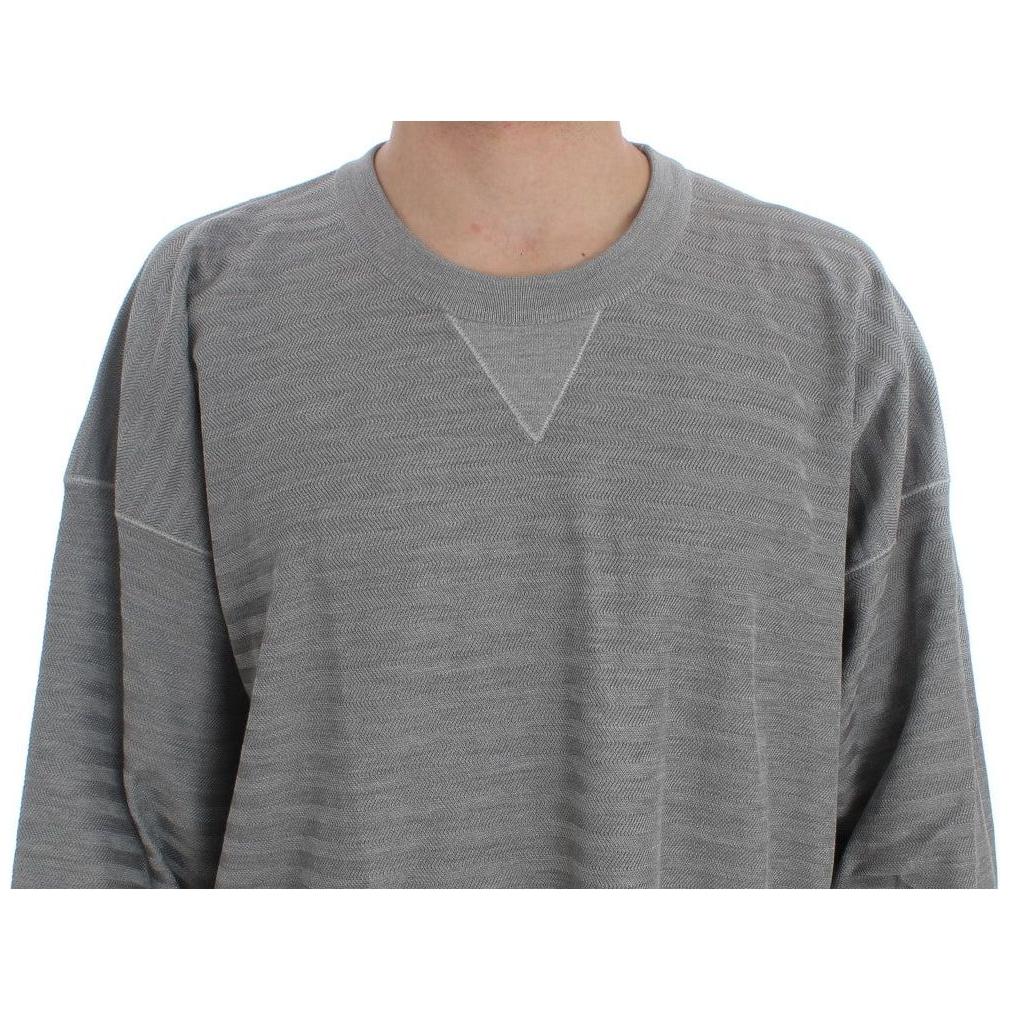 Dolce Gabbana gray silk crewneck sweater, oversized pullover, 100% authentic, made in Italy.