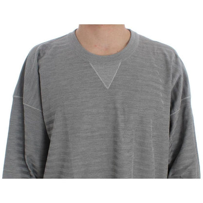 Dolce Gabbana gray silk crewneck sweater, oversized pullover, 100% authentic, made in Italy.