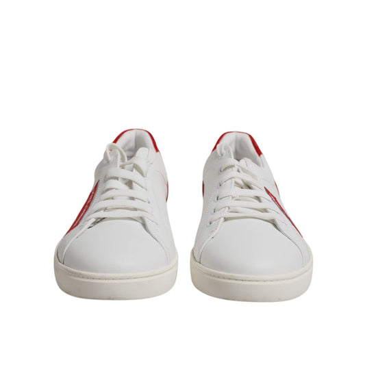 Dolce & Gabbana White Suede Leather Low Top Sneakers Shoes
