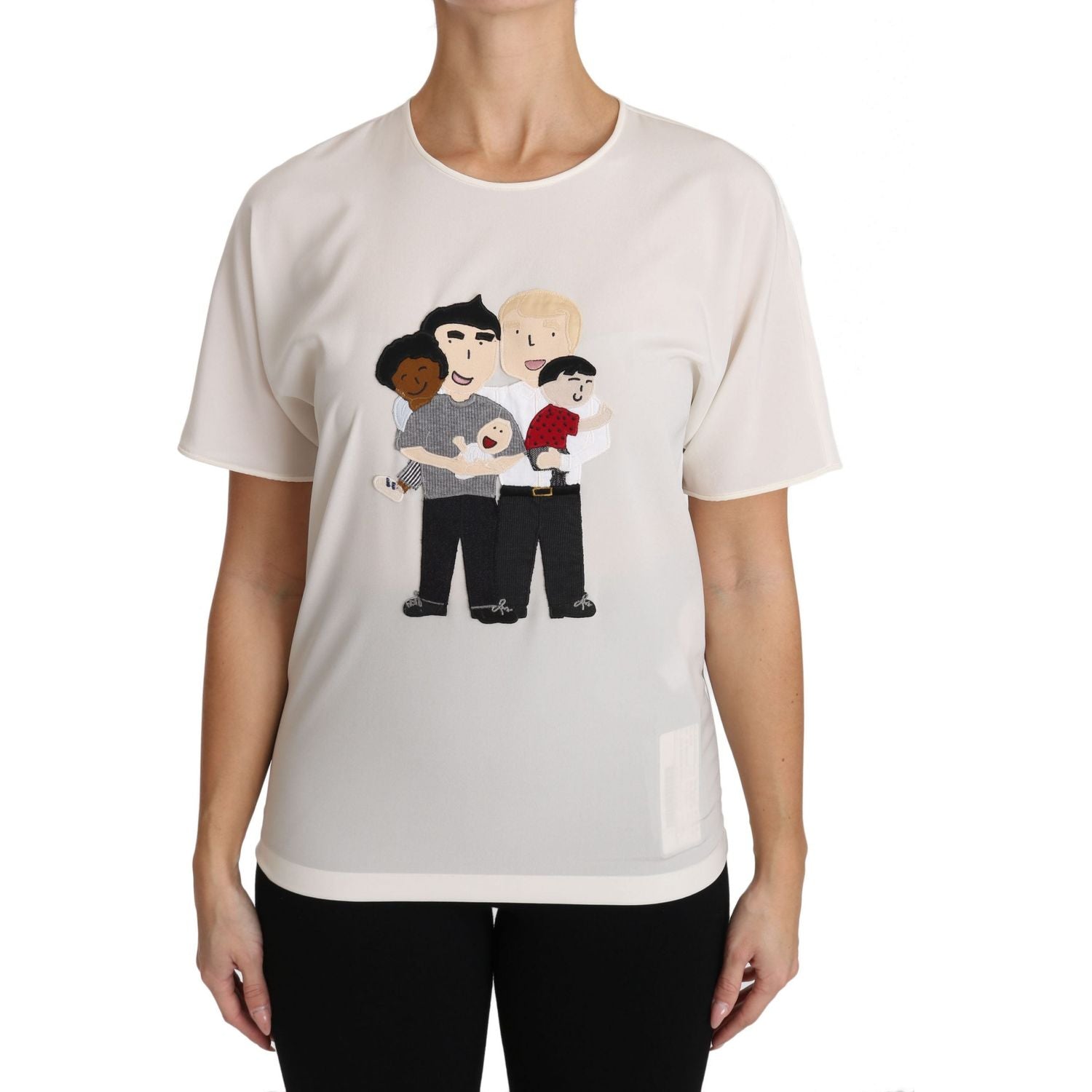 Dolce & Gabbana White Silk Stretch #dgfamily T-shirt