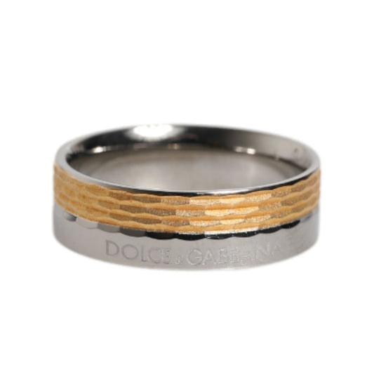 Dolce & Gabbana Gold Silver Tone Real Brass DG Logo Ring