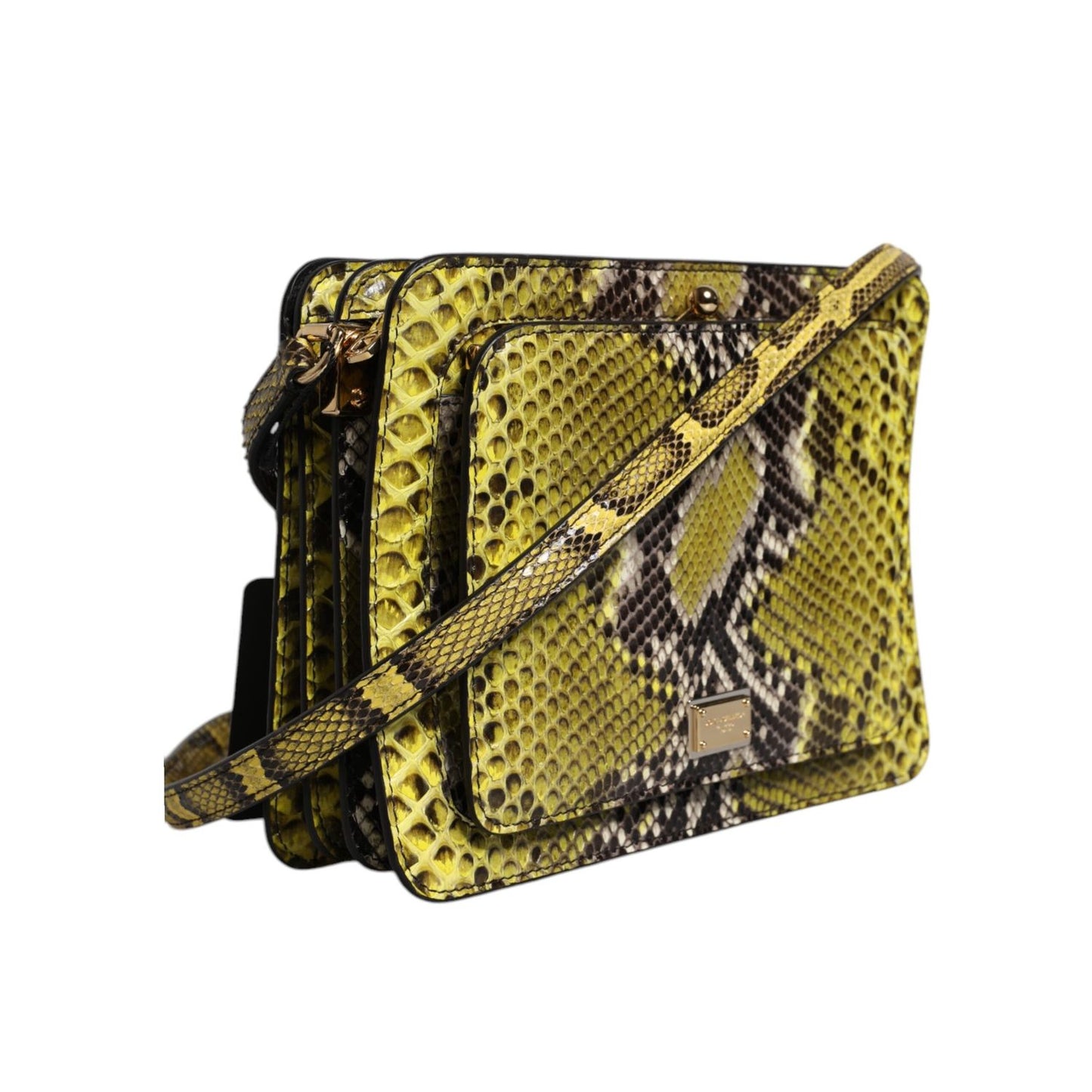 Dolce & Gabbana Green Exotic Leather DG Plaque Crossbody Clutch Bag