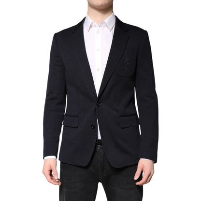 Dolce & Gabbana Dark Blue Wool Single Breasted Coat Suit Blazer
