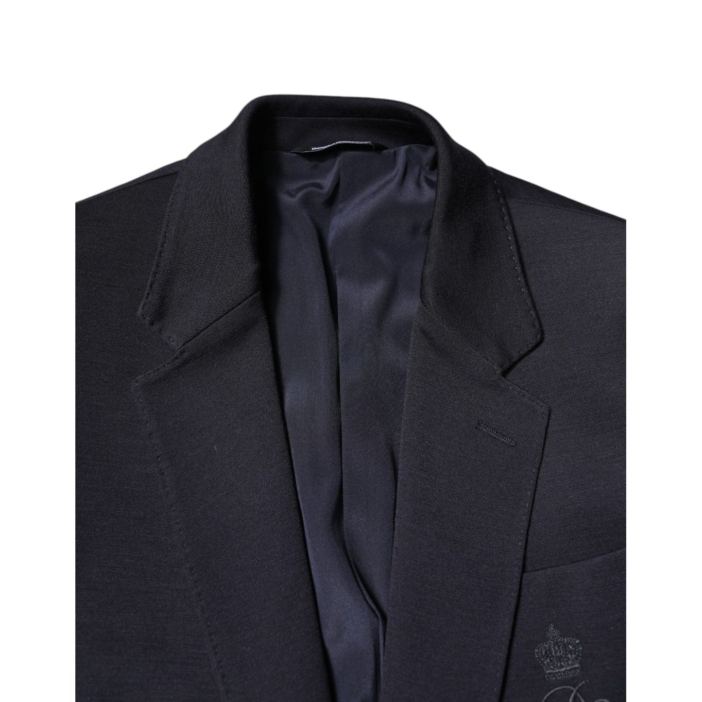 Dolce & Gabbana Dark Blue Wool Single Breasted Coat Suit Blazer