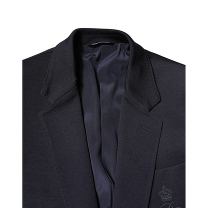 Dolce & Gabbana Dark Blue Wool Single Breasted Coat Suit Blazer