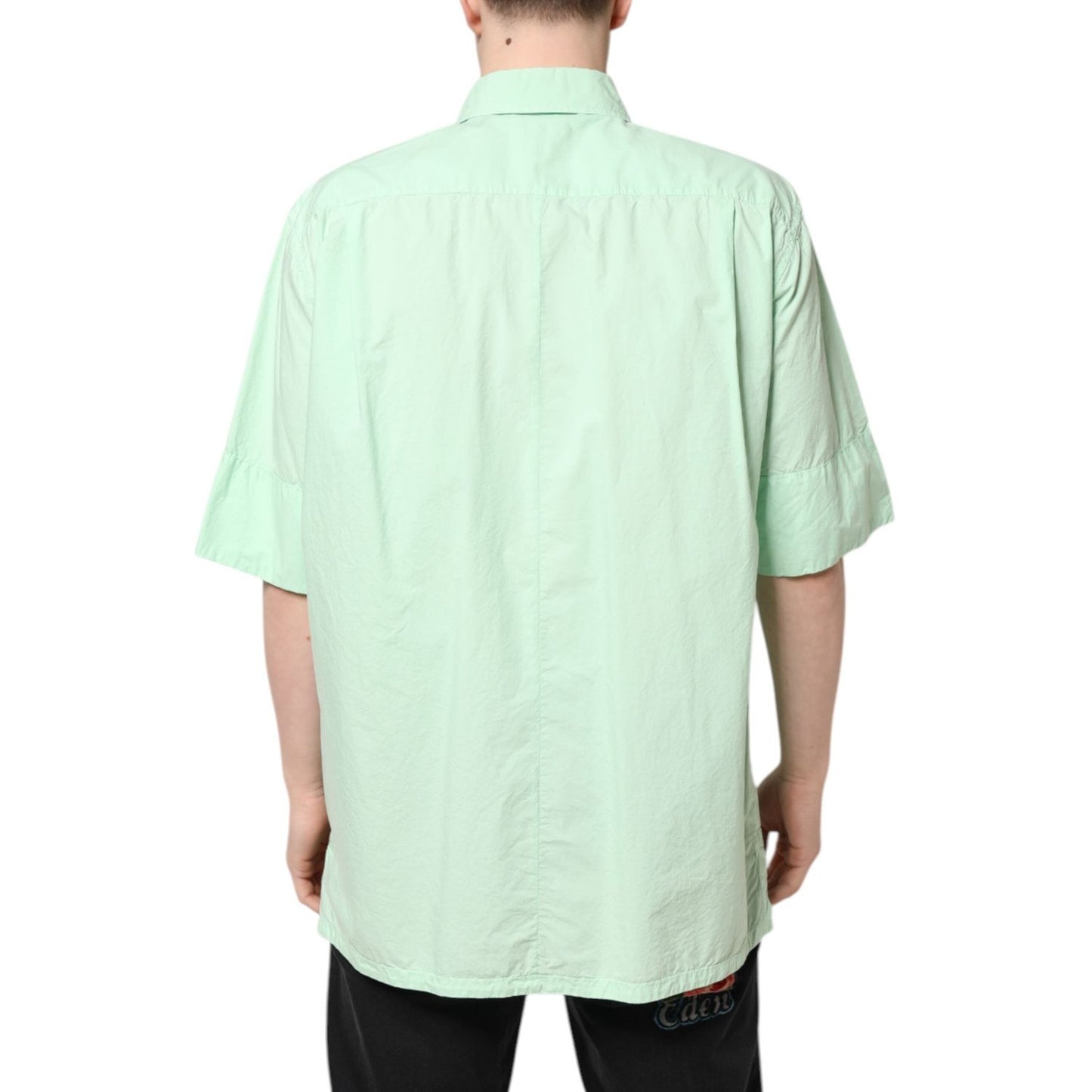 Dolce & Gabbana Green Cotton Short Sleeves Men Casual Shirt TSH87803-43