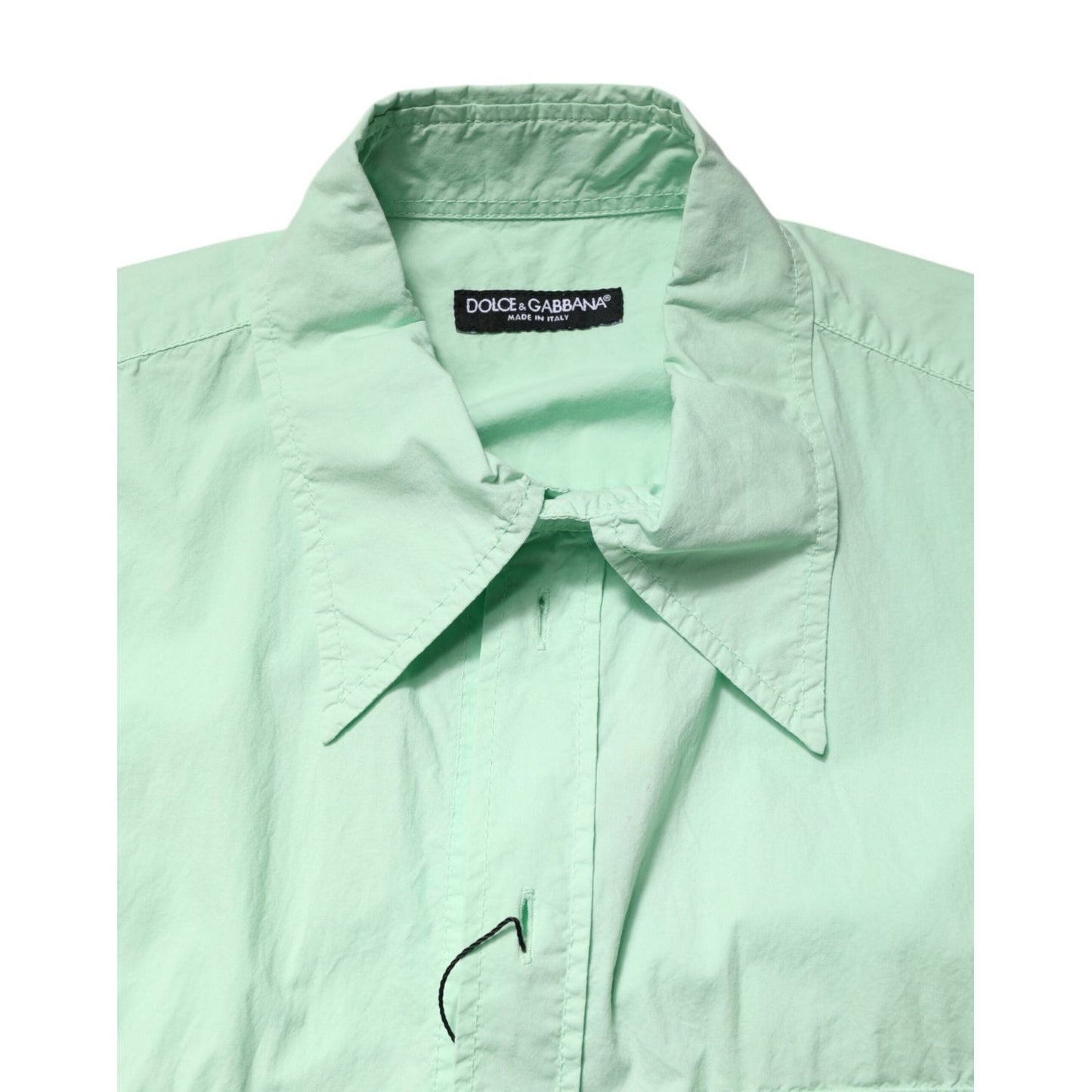 Dolce & Gabbana Green Cotton Short Sleeves Men Casual Shirt TSH87803-43