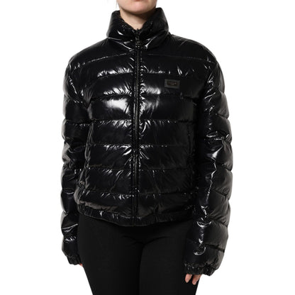 Dolce & Gabbana Black Logo Plaque Full Zip Puffer Jacket 1728,67345645728,Black,Clothing,Dolce & Gabbana,IT44 | L,Jackets & Coats - Clothing,Jackets & Coats - Women - Clothing,Material: 76% Nylon 24% Polyurethane,New with tags,Shell Jackets - Jackets & Co