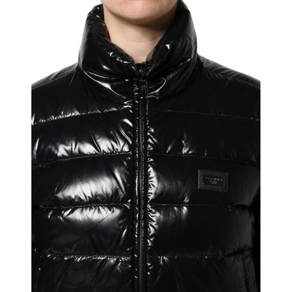 Dolce & Gabbana Black Logo Plaque Full Zip Puffer Jacket 1728,67345645728,Black,Clothing,Dolce & Gabbana,IT44 | L,Jackets & Coats - Clothing,Jackets & Coats - Women - Clothing,Material: 76% Nylon 24% Polyurethane,New with tags,Shell Jackets - Jackets & Co