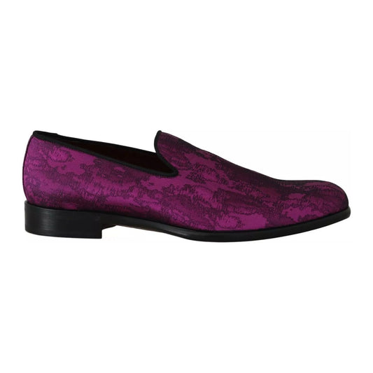 Dolce & Gabbana Purple Jacquard Loafers Dress Formal Shoes1728,34% Wool,67345645728,Dolce & Gabbana,EU39/US6,Loafers - Men - Shoes,Loafers - Shoes,Material: 66% Silk,Men,Men - Shoes,New with tags,Purple,Shoes,Slip-On Loafers - Loafers - Shoes