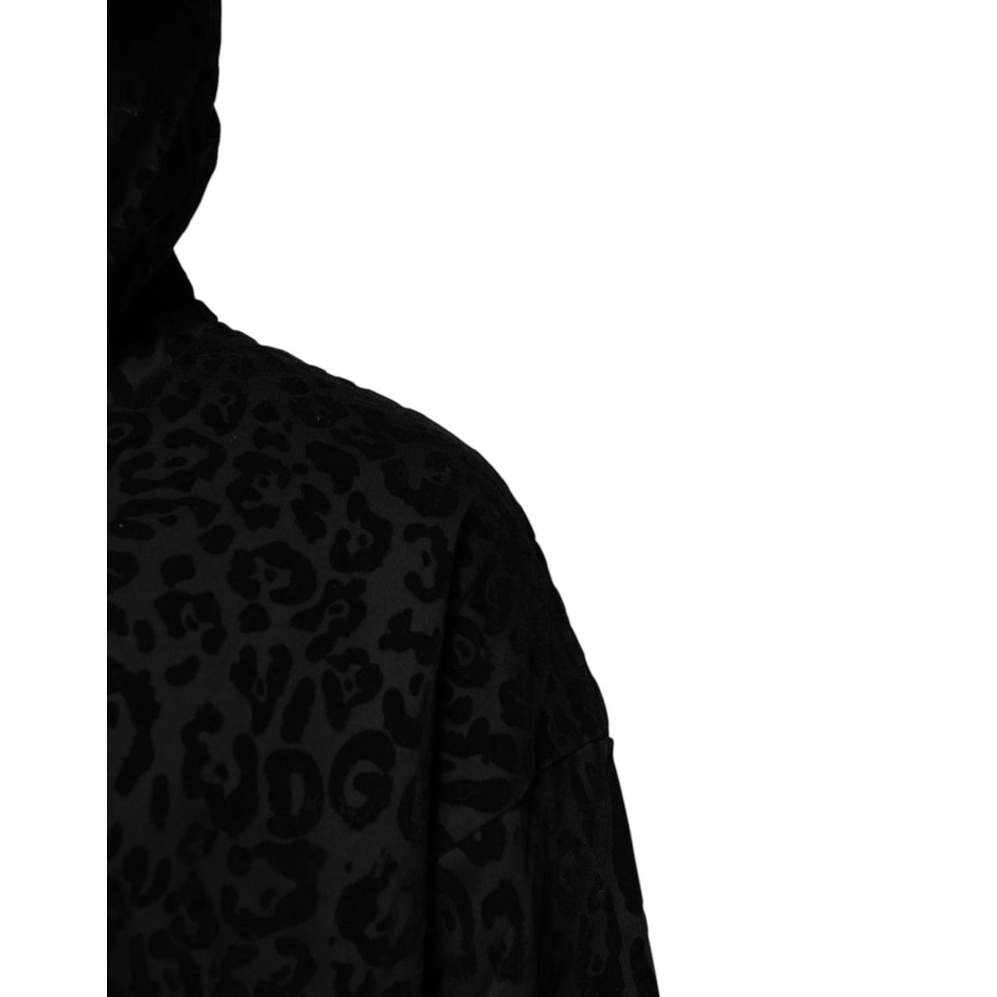 Dolce & Gabbana Black Leopard Full Zip Hooded Sweatshirt Sweater TSH90594-52