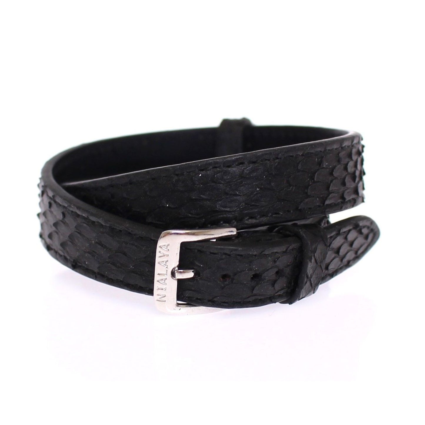 Nialaya Snakeskin CZ LOVE 925 Silver Bracelet
