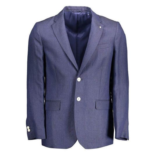Gant Blue Linen Men Jacket GA-37677-IT48 | M