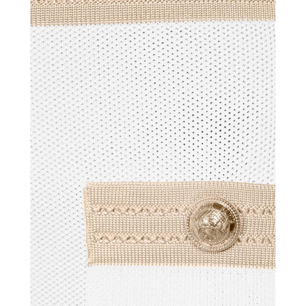 Balmain White Viscose Women Dress with Faux Gold Buttons BA-15441-IT38|XS