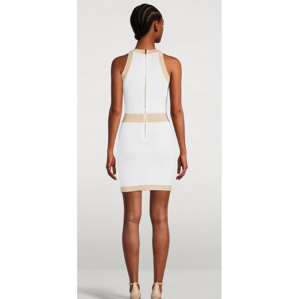Balmain White Viscose Women Dress with Faux Gold Buttons BA-15441-IT38|XS