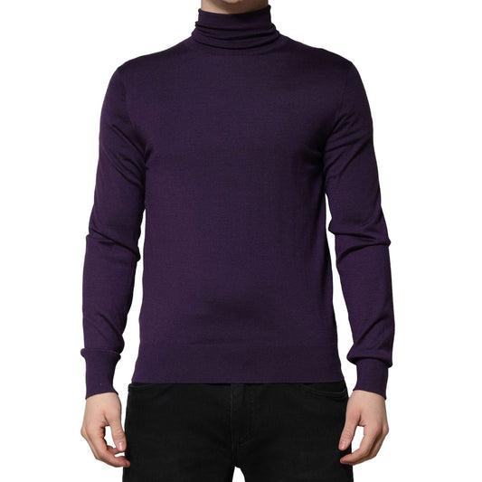 Dolce & Gabbana Purple Cashmere Turtleneck Pullover Sweater TSH90480-48