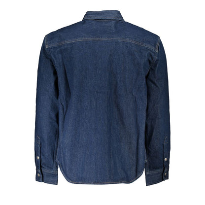 Calvin Klein Blu Cotton Men Jacket 1728,67403481248,Blue,Calvin Klein,Clothing,Denim Jackets - Jackets & Coats - Clothing,Jackets & Coats - Clothing,Men,New with tags,S