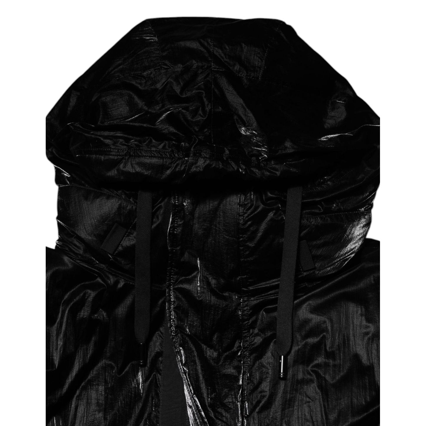 Dolce & Gabbana Black Logo Full Zip Hooded Quilted Jacket